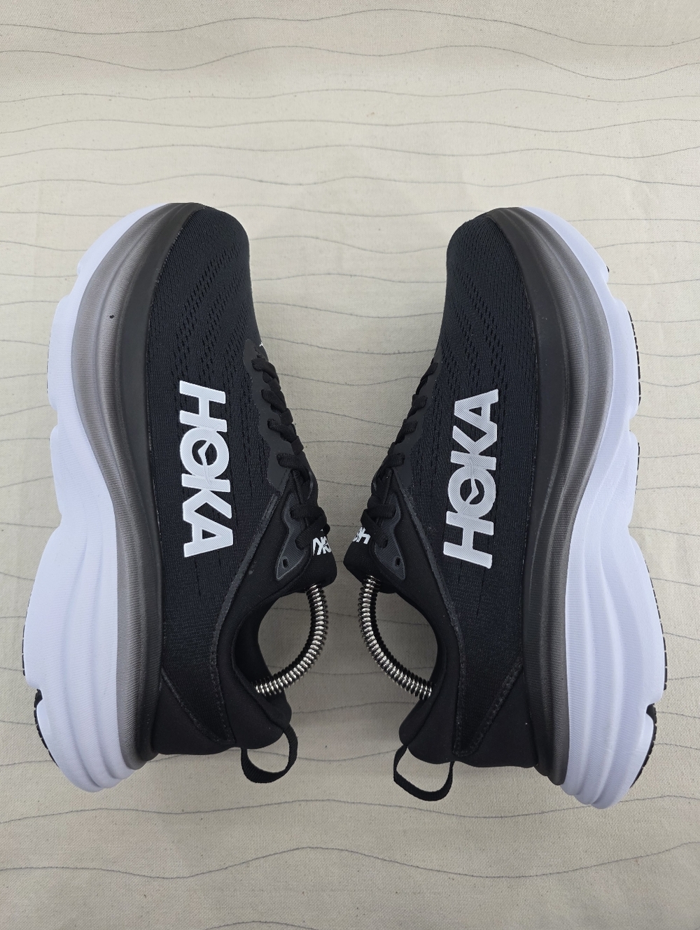 Hoka Womens Bondi 8 Black White Running Sneakers Shoes 1127954 Size 8D NEW - Picture 8 of 11